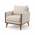 Sessel aus Walnussholz und Polyestergewebe Beige