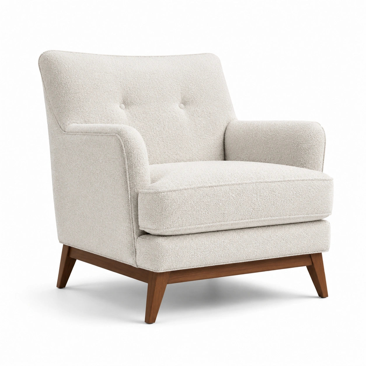 Sessel Bouclé Beige mit Holzrahmen