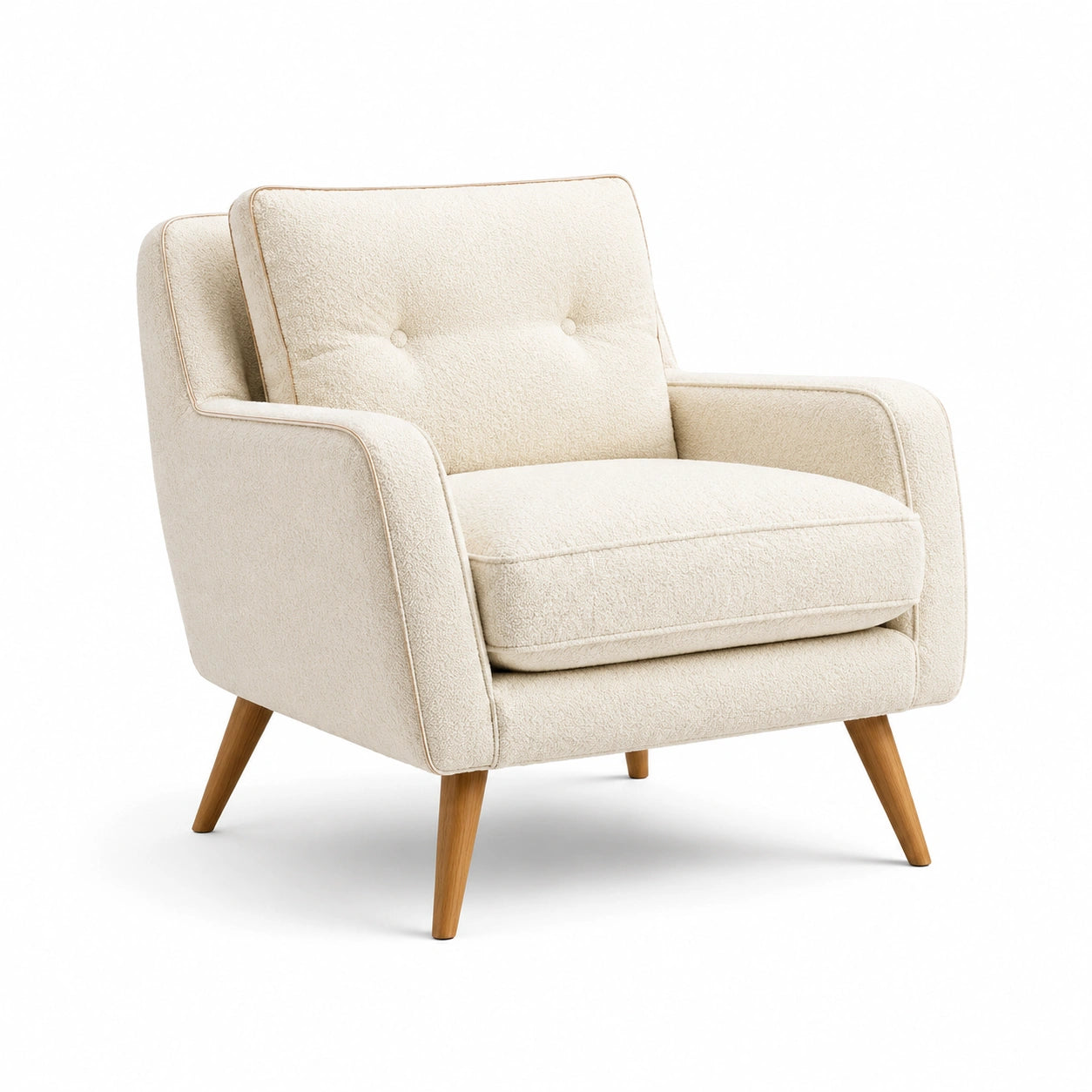Polstersessel beige mit Holzbeinen