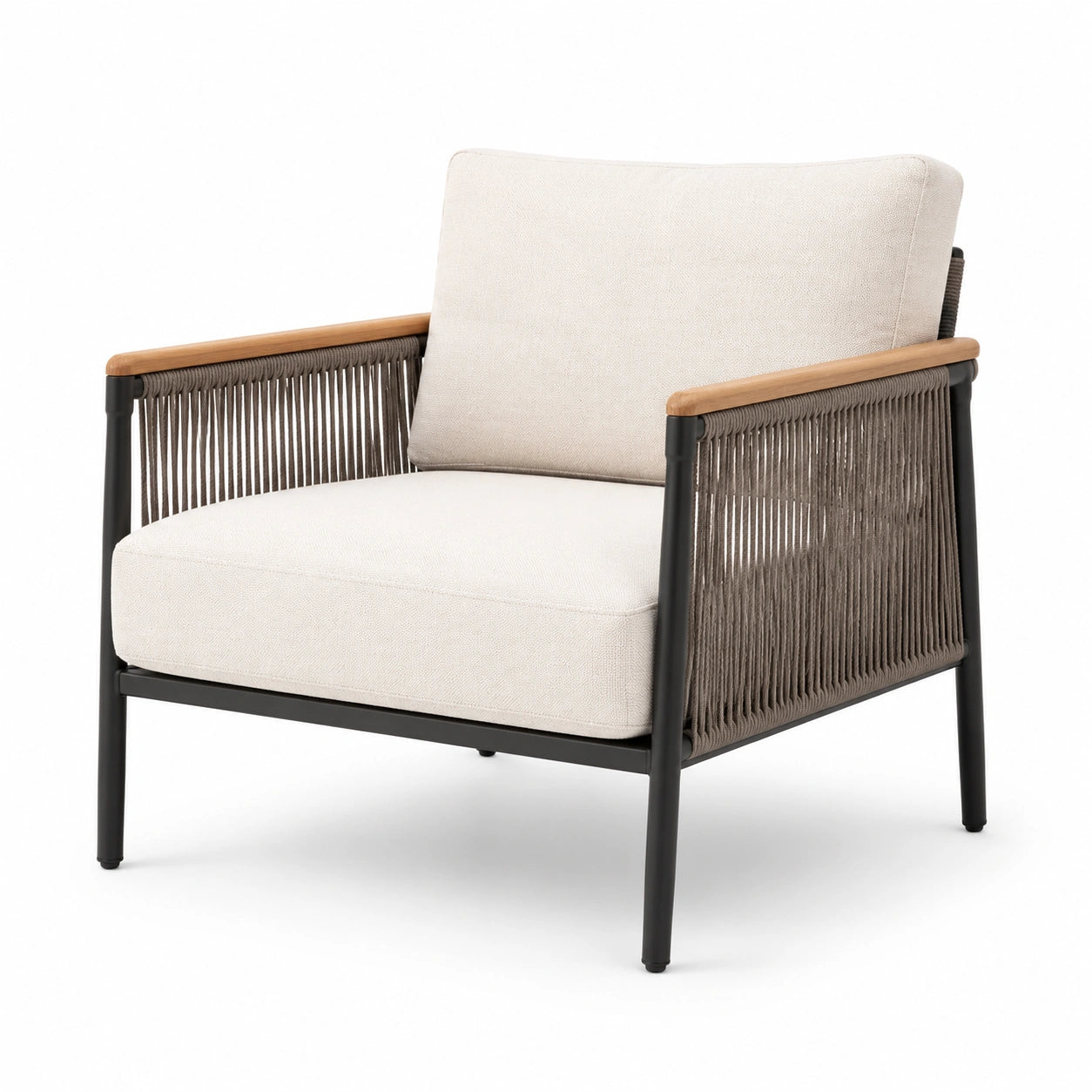 Lounge Sessel mit Stahlrahmen und Seilgeflecht
