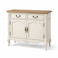 Sideboard mit geschwungenen Beinen aus Holz in Weiß/Braun 90x100x40cm