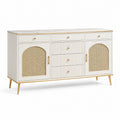 Sideboard MDF Kiefernholz mit Rattan 150x40x80 cm