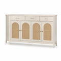 Sideboard Weiß MDF mit Rattangeflecht 160cm x 40cm x 90cm