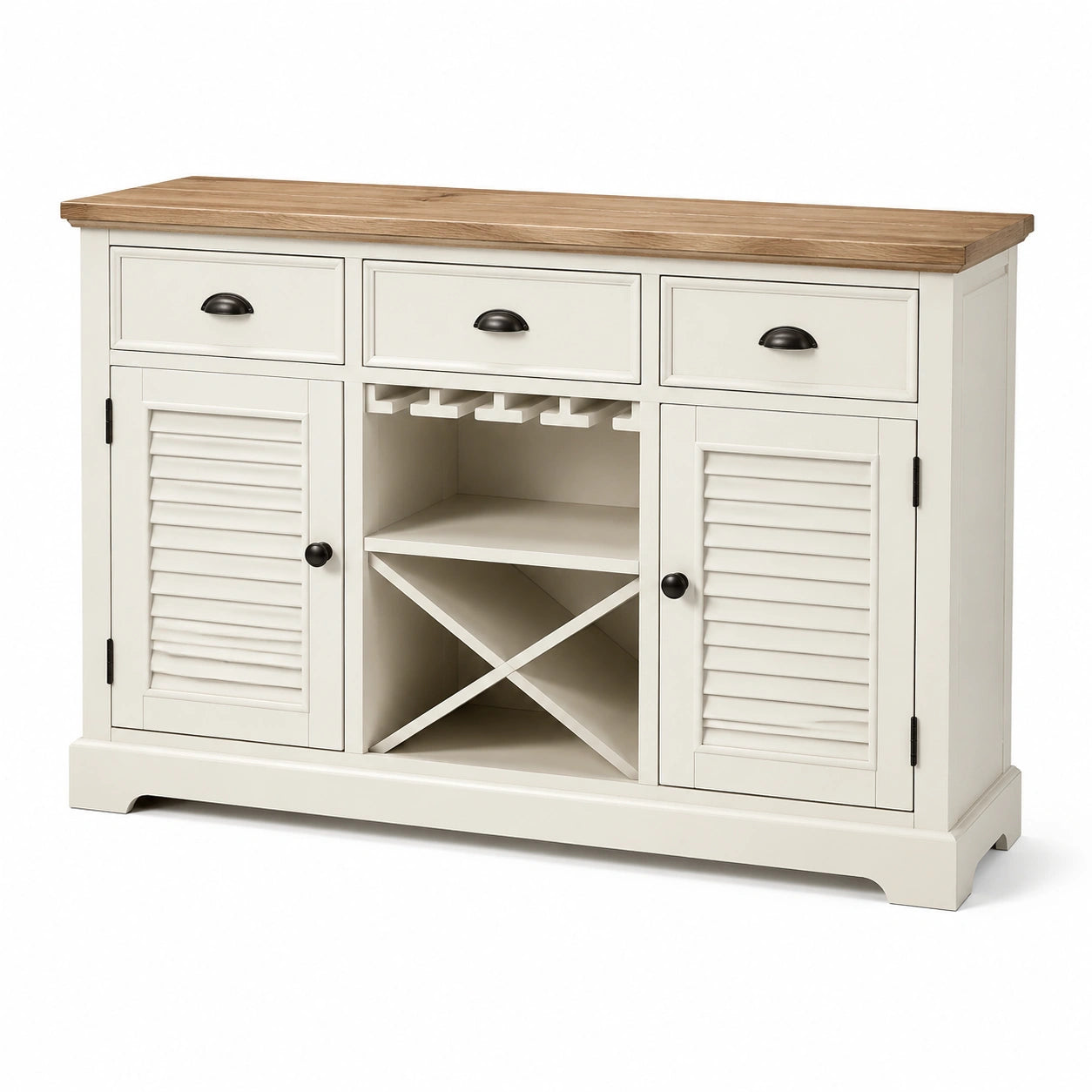 Sideboard aus MDF Weiß mit Eichenfurnier 120x40x80 cm