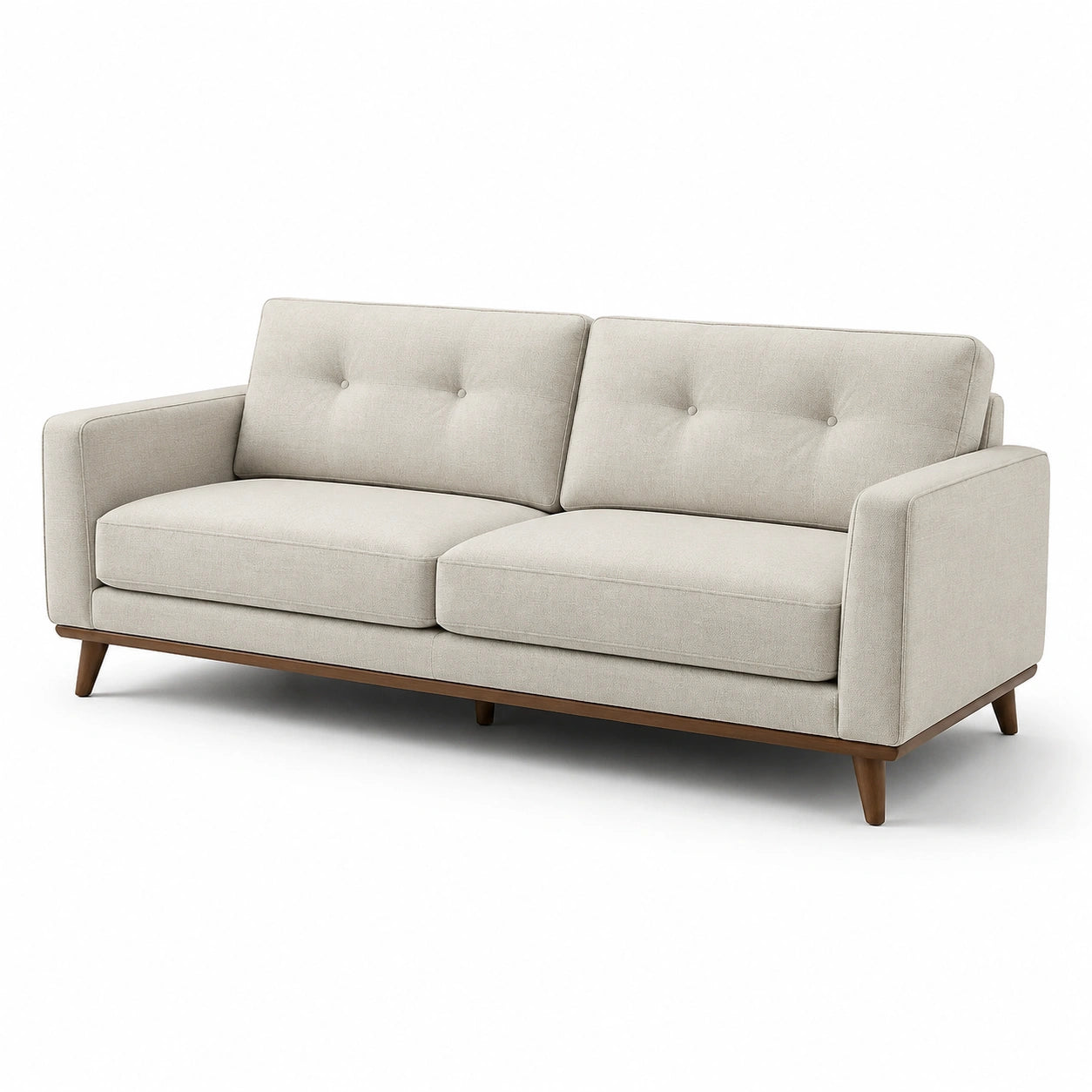 3-Sitzer Sofa Stoff Holz Beige