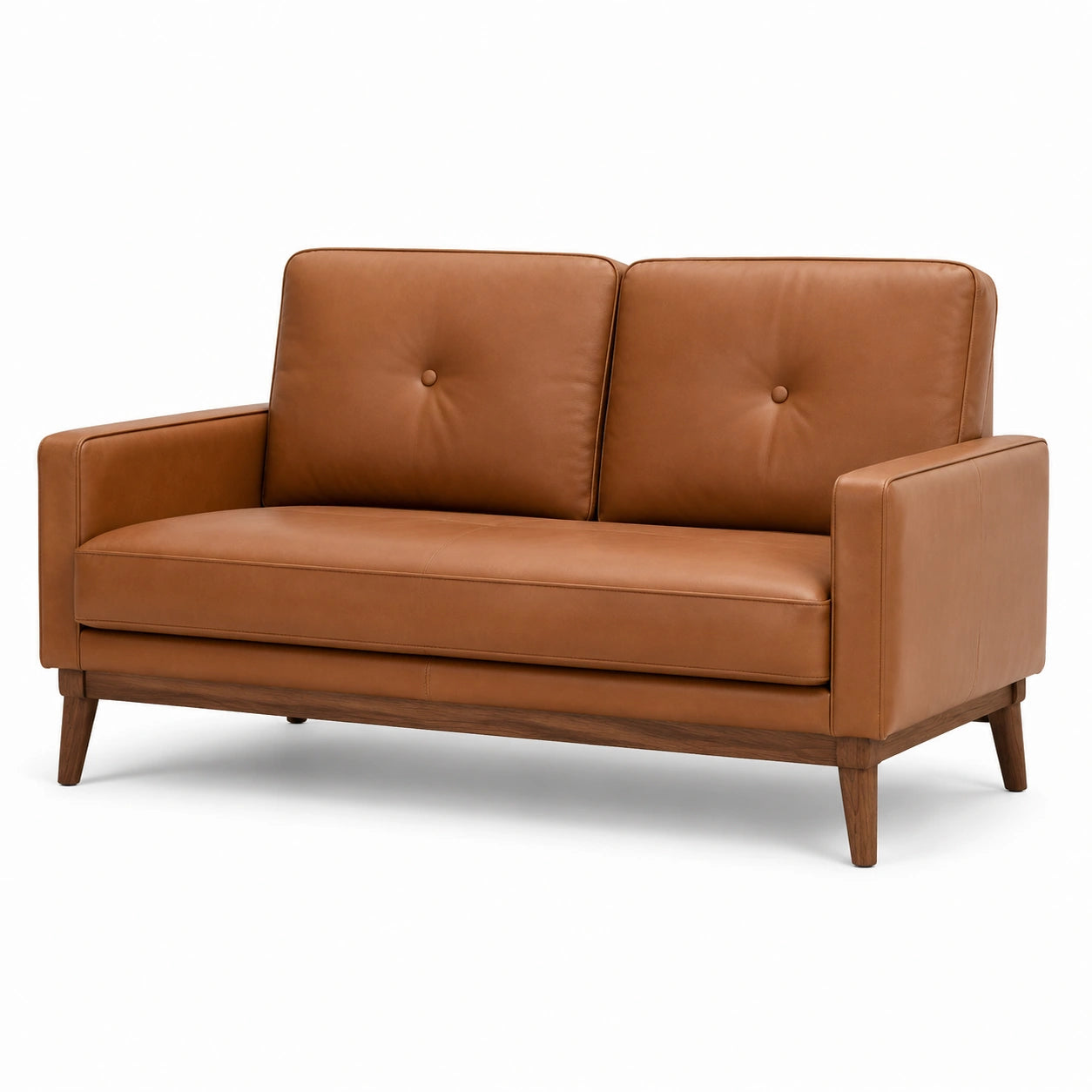 2-Sitzer Ledersofa Braun Massivholzrahmen