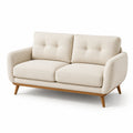 2-Sitzer Sofa Leinenmischung Beige Holzrahmen