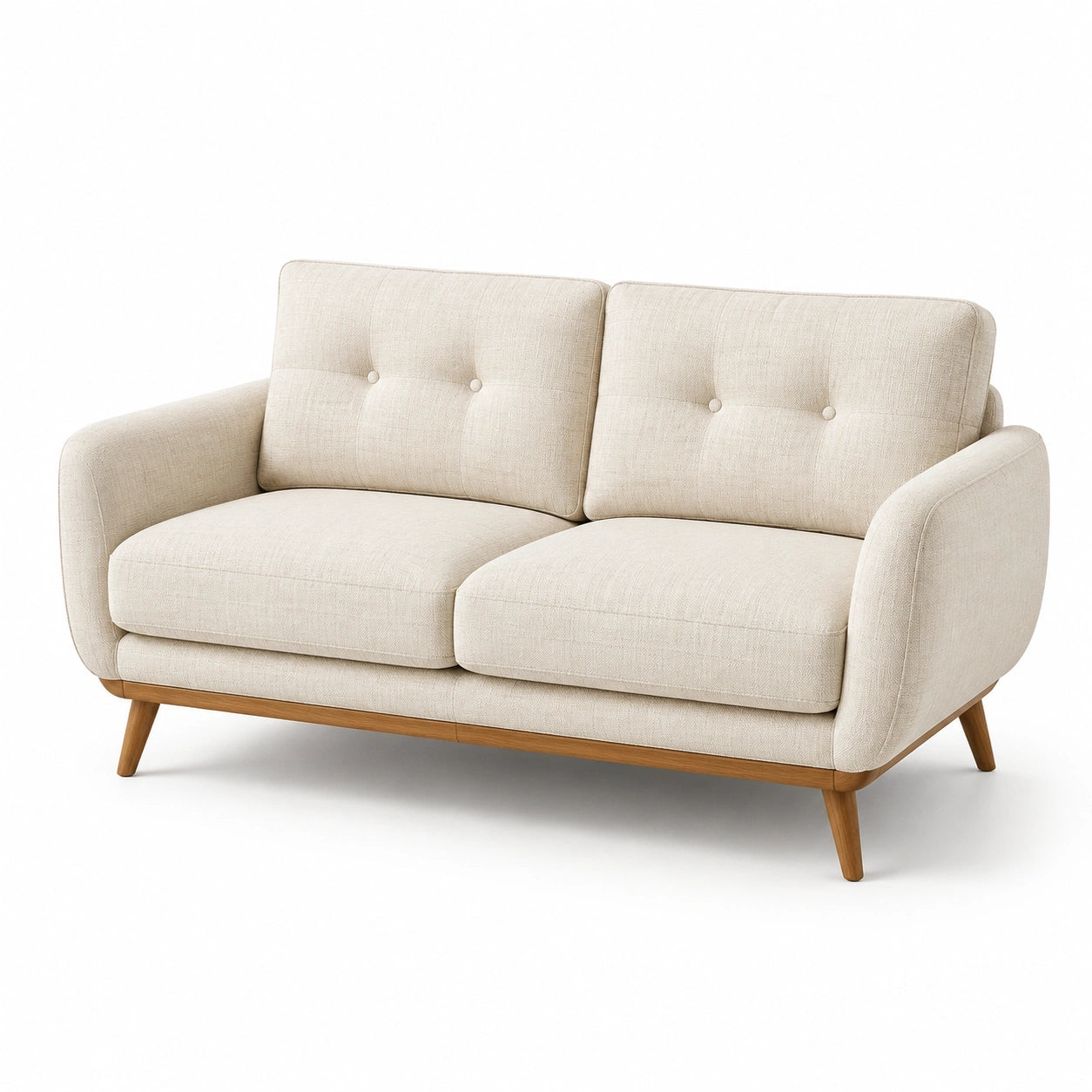 2-Sitzer Sofa Leinenmischung Beige Holzrahmen