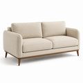 3-Sitzer Sofa Beige Stoff Eichenholz 205cm