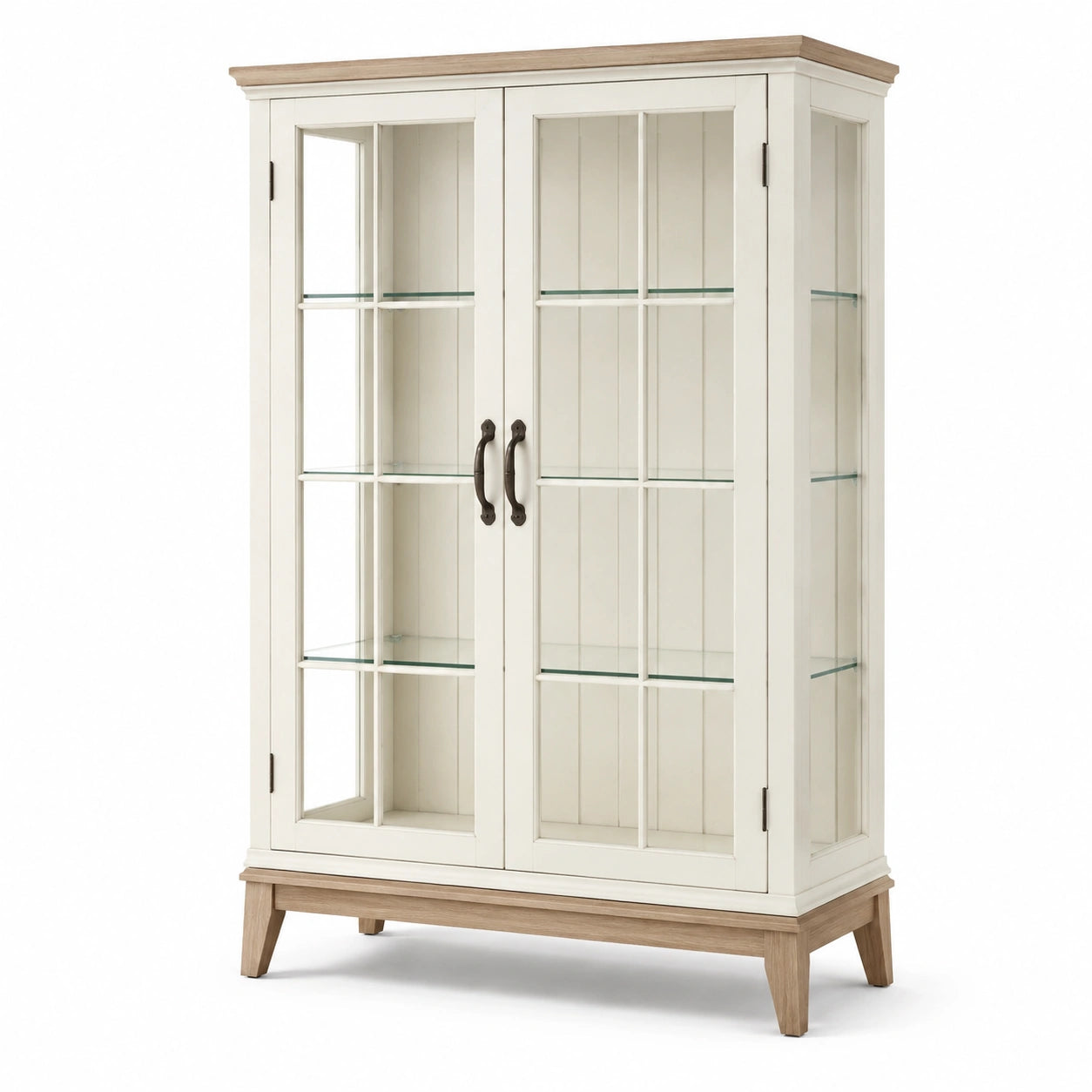 Vitrine Massivholz mit Glastüren 180x80x40 cm