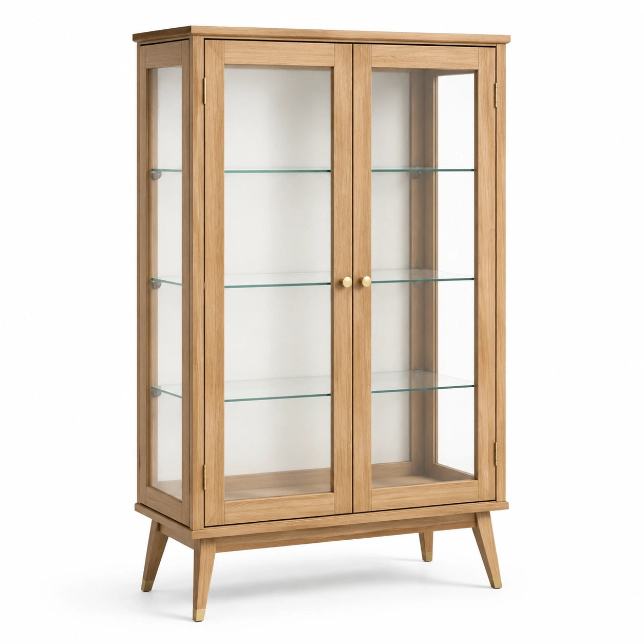 Vitrine aus Eichenholz mit gehärtetem Glas