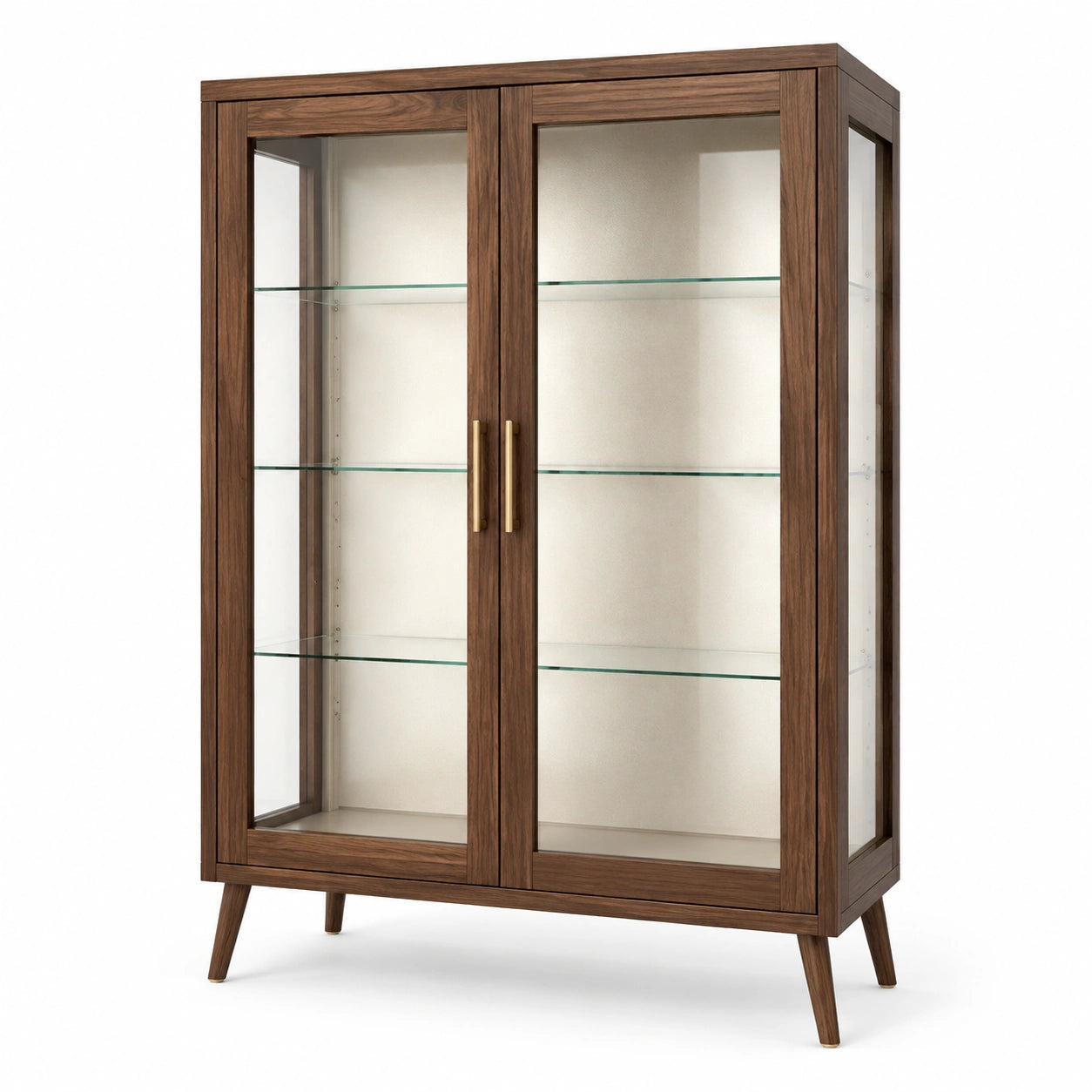 Vitrine aus Walnussholz mit Glastüren