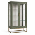 Vitrine mit gehärtetem Glas und Metallrahmen in Olivgrün