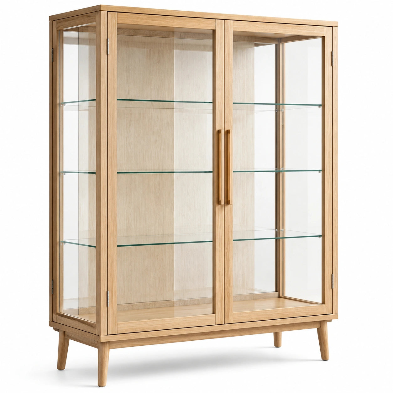 Eiche Vitrine mit Sicherheitsglasböden 180x100x40cm