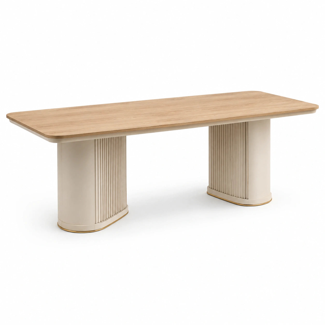 Rechteckiger Esstisch aus Eichenfurnier und MDF 200 x 90 x 75 cm