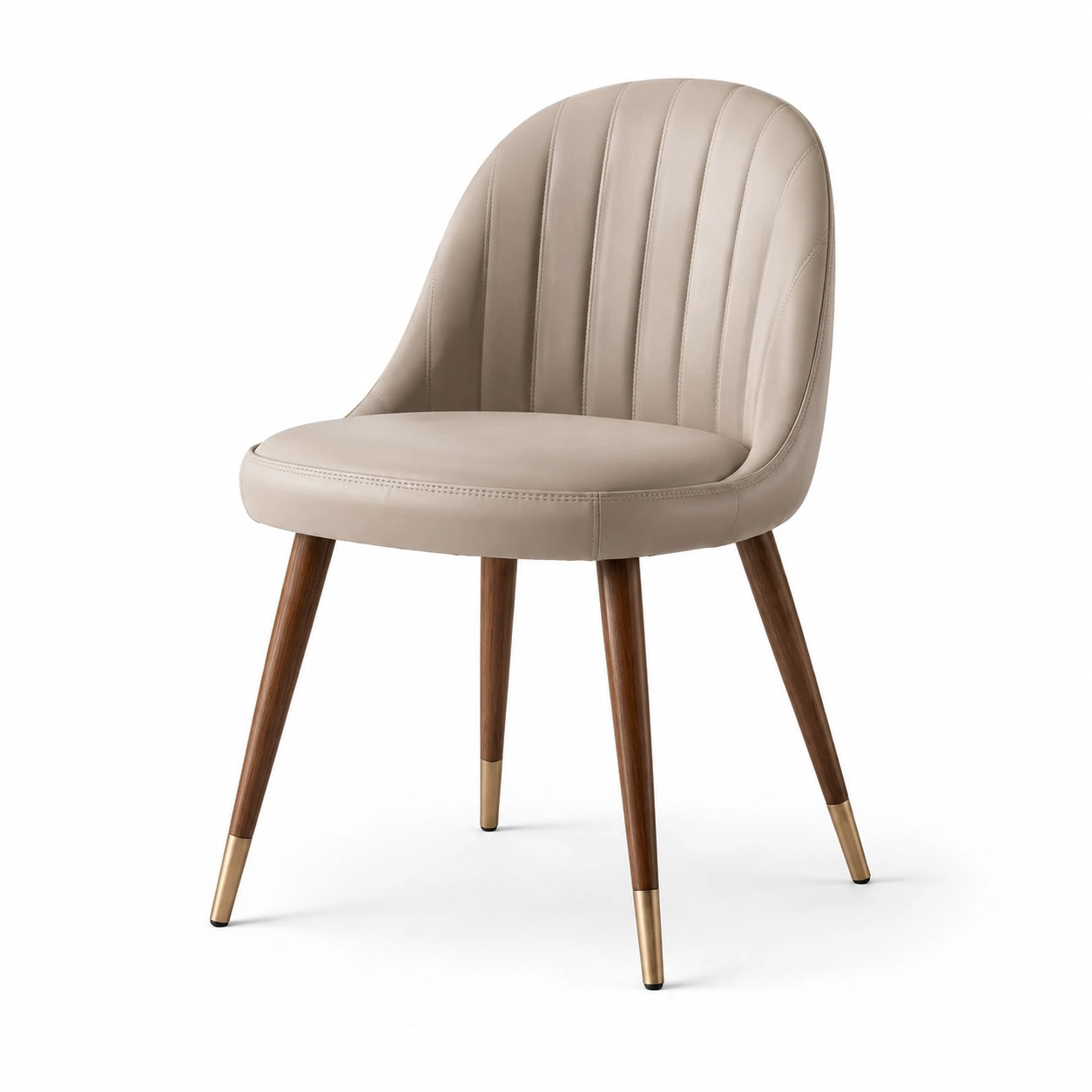 Esszimmerstuhl Kunstleder Eiche Metall Beige