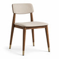 Esszimmerstuhl Walnussholz Beige Stoff Metall
