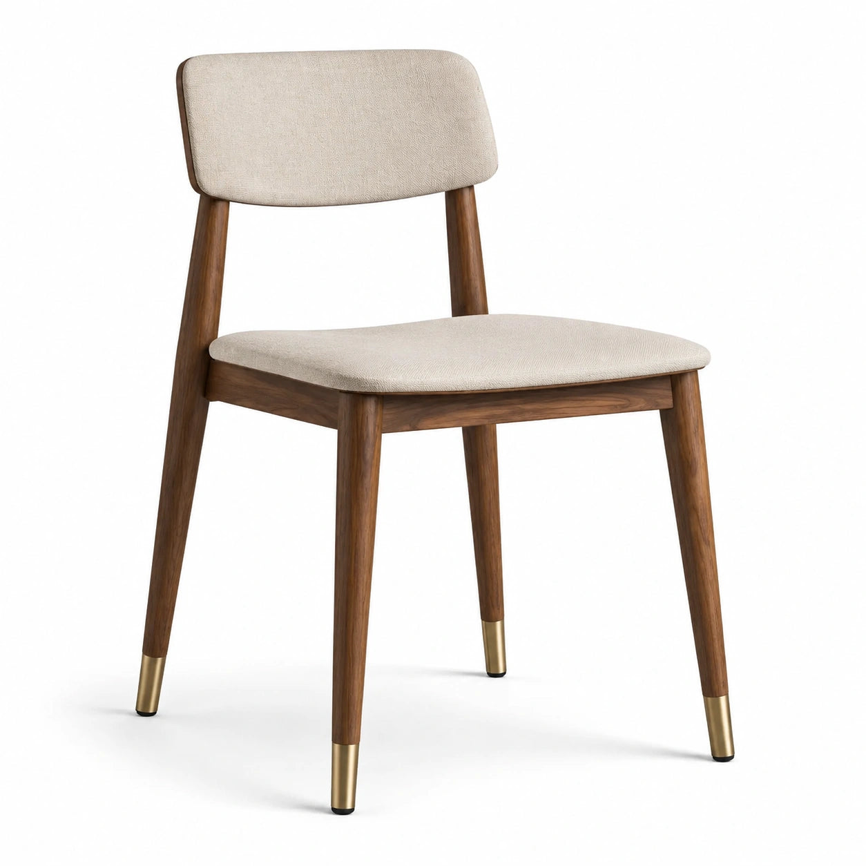 Esszimmerstuhl Walnussholz Beige Stoff Metall