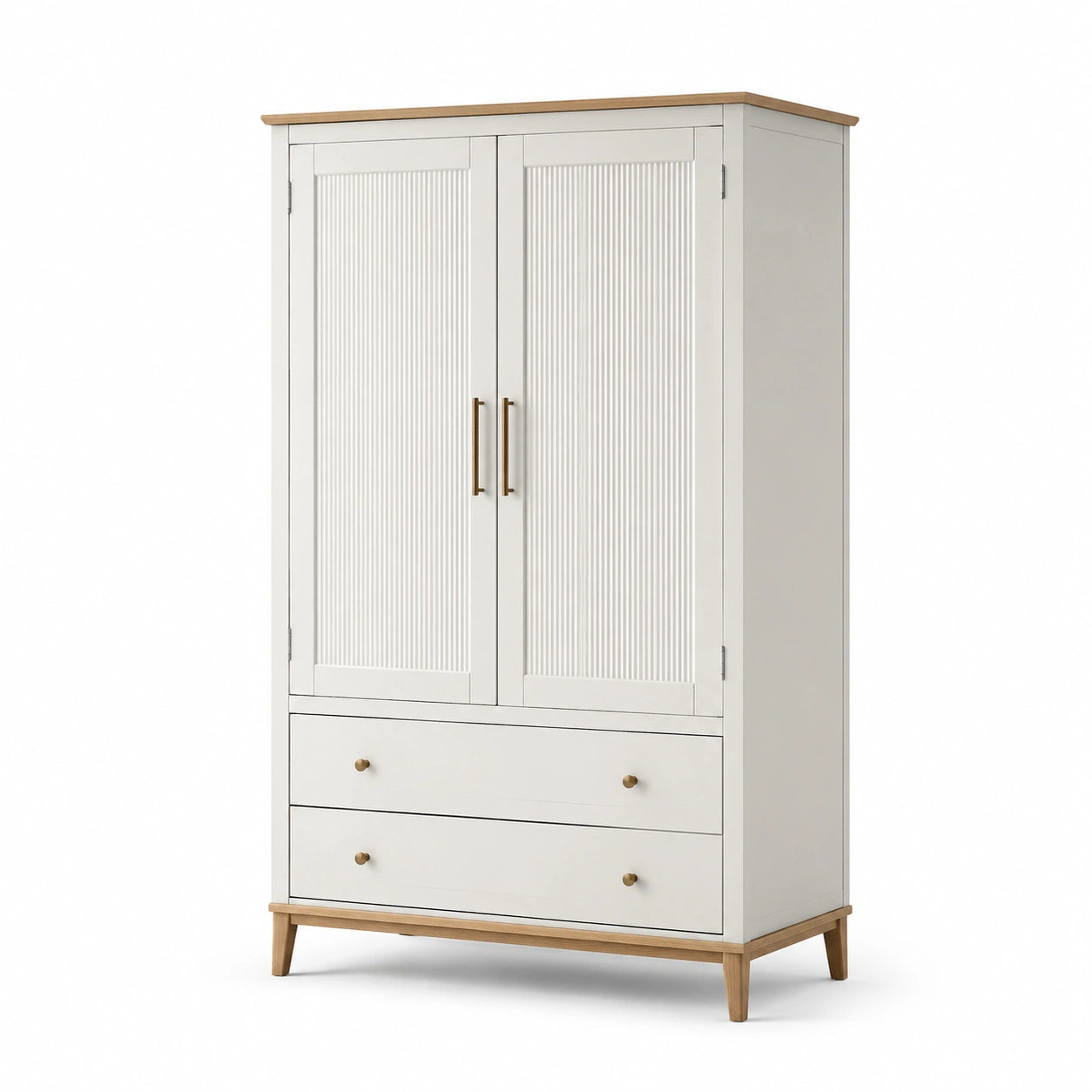 Kleiderschrank aus MDF und Kiefernholz in Weiß