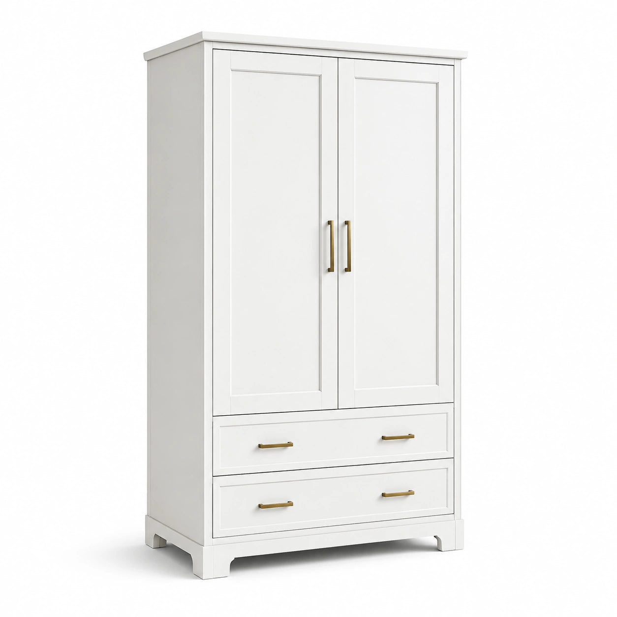 Kleiderschrank aus MDF mit 2 Türen und 2 Schubladen Weiß