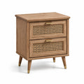 Nachttisch Rechteckig Braun Eichenholz Rattan 45x35x60cm