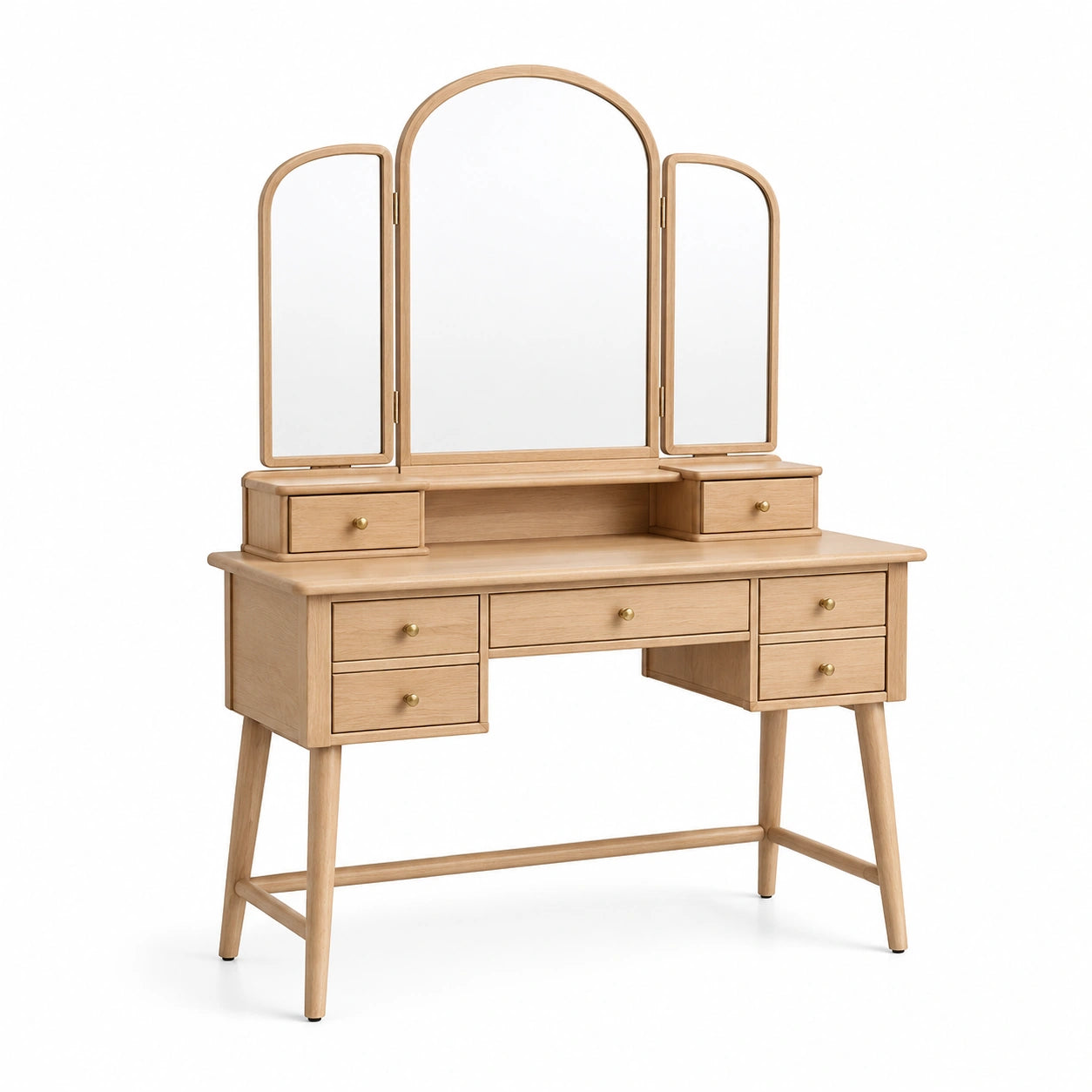 Schminktisch aus Eichenholz mit Spiegeln und Schubladen 120cm