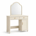 Schminktisch mit Spiegel aus Holz in Creme mit 2 Schubladen